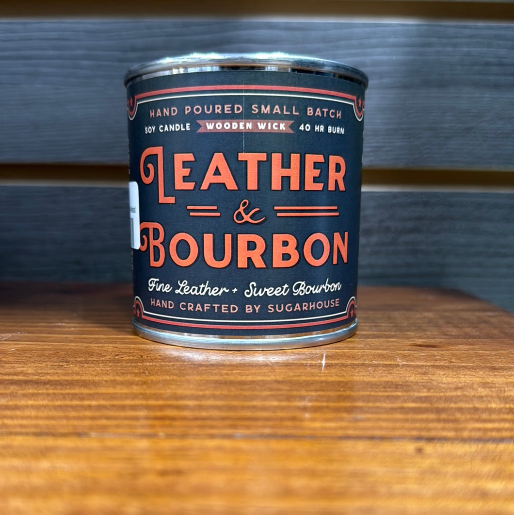 Leather & Bourbon Soy Candle Wooden Wick