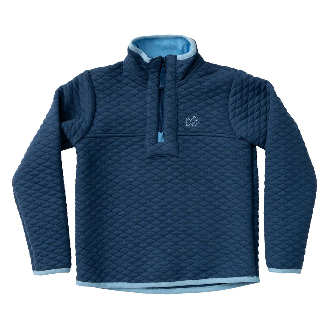 Prodoh-Quilted Zip Pullover-Moonlight Blue