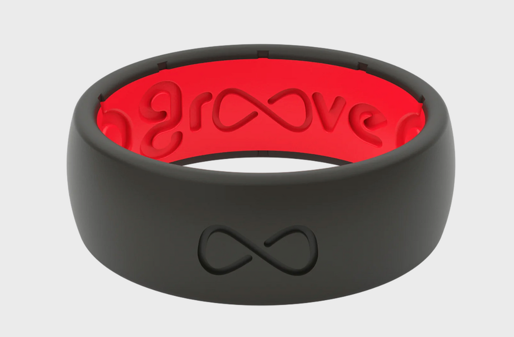 Groove Life-Men's Silicone Breathable Ring-Black/Red