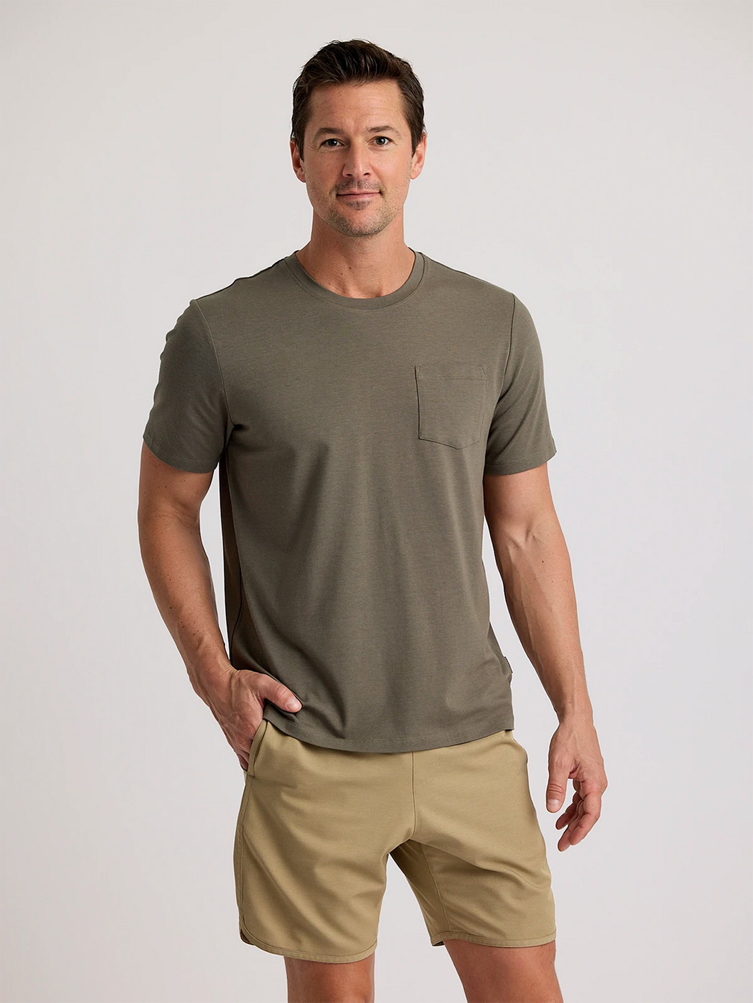 Free Fly | Men's Bamboo Current Pocket Tee | Fatigue