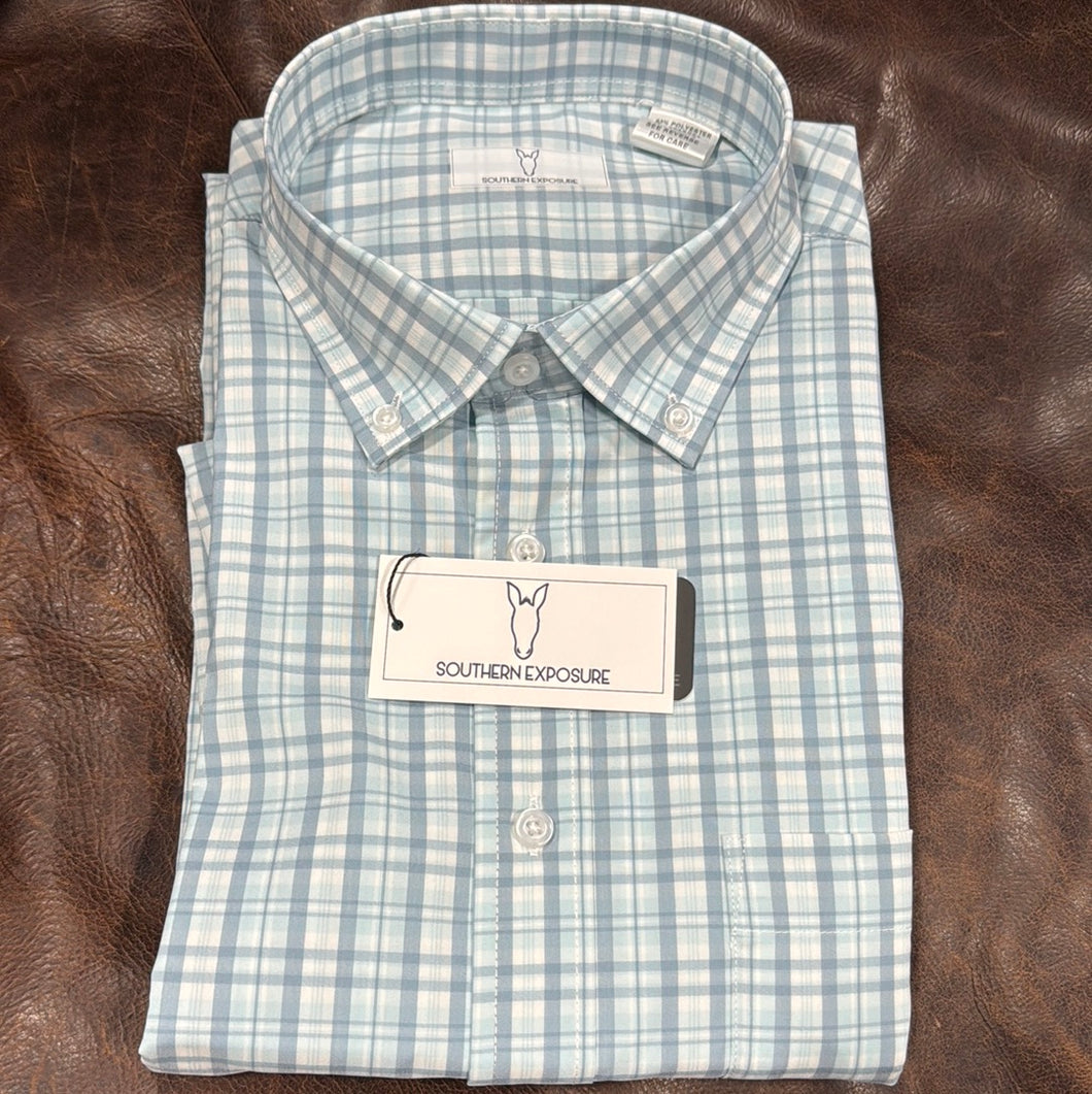 Southern Exposure-Buttondown-Greyish/Blue Plaid