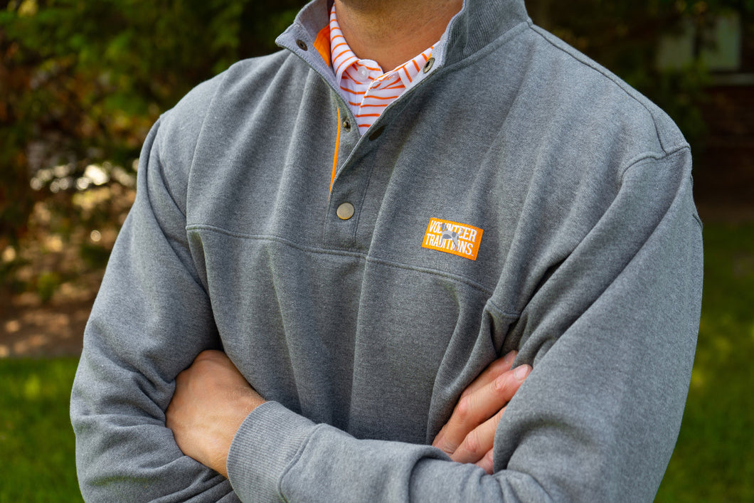Volunteer Traditions-Bluetick Label Snap Pullover-Heather Charcoal