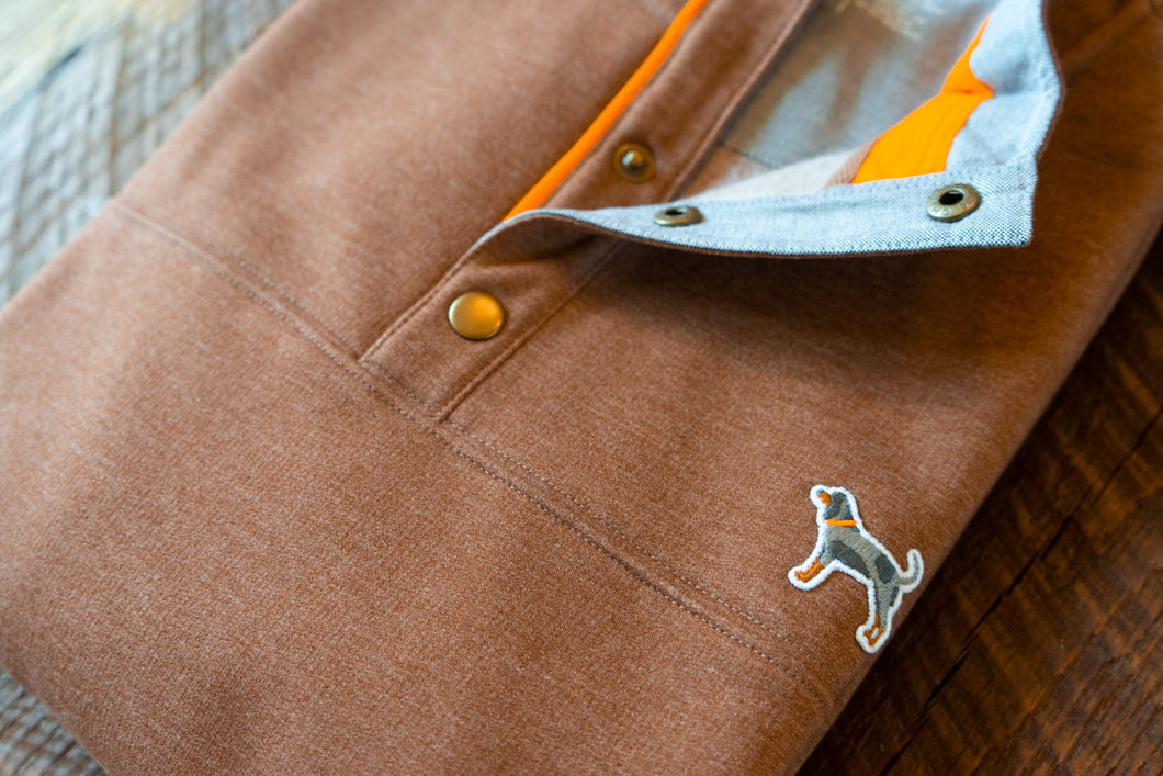 Volunteer Traditions-Bluetick Snap Pullover-Heather Walnut
