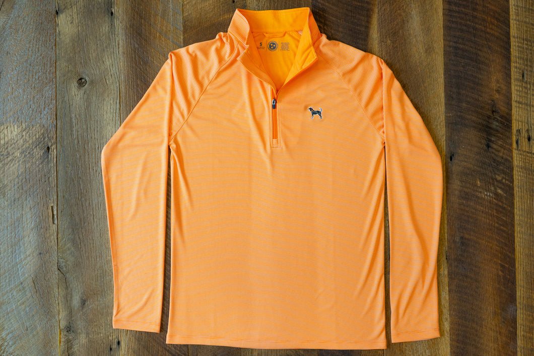 Volunteer Traditions-Bluetick Stripe Pullover-Orange/White