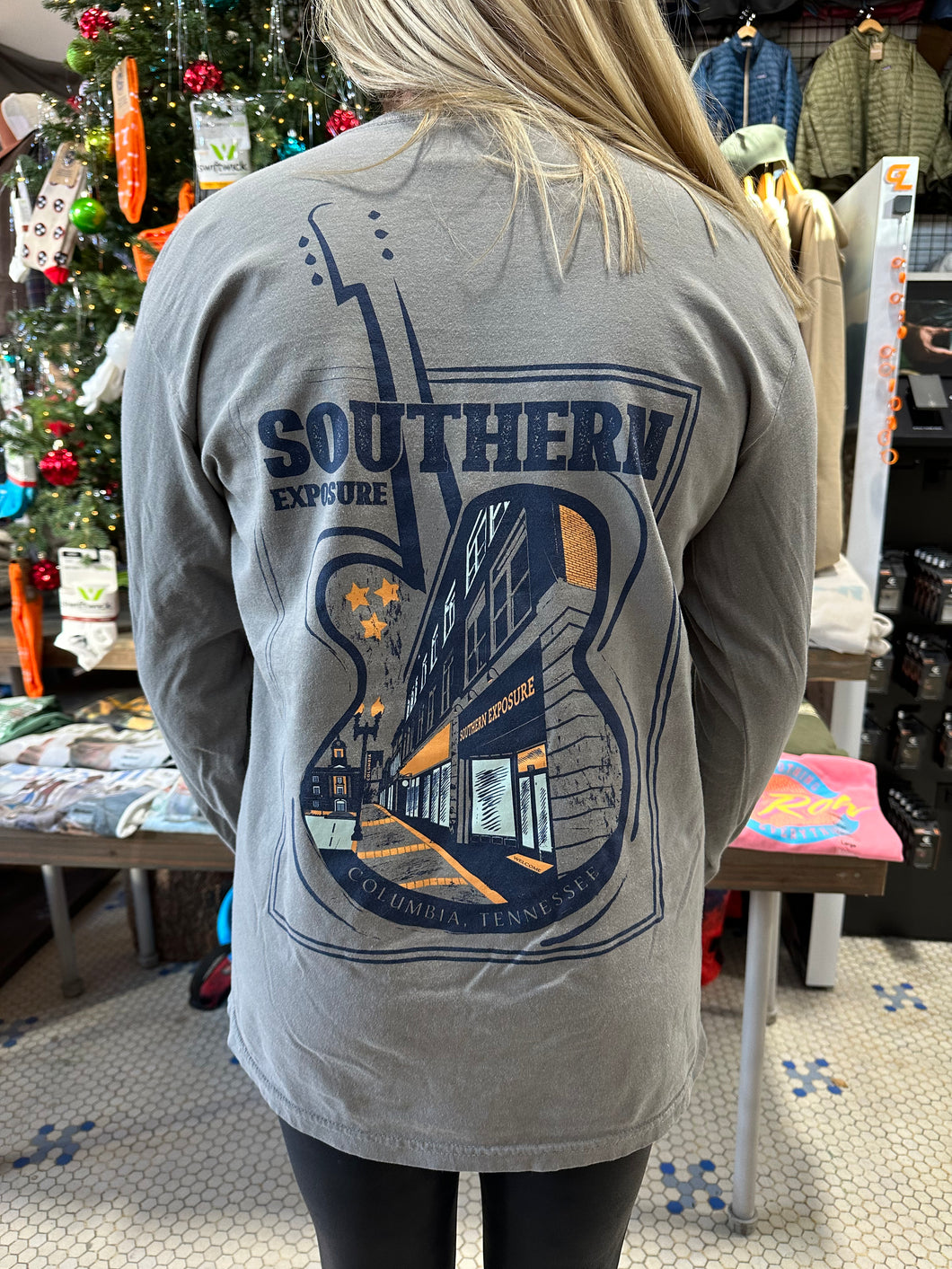 Southern Exposure- Long Sleeve Guitar Shirt-Grey