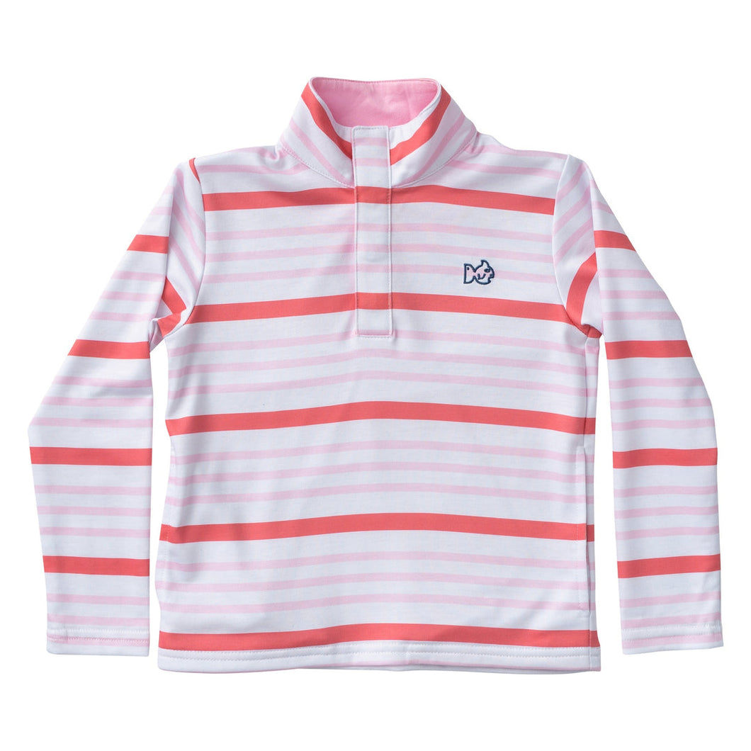 Prodoh-Girls Sporty Snap Pullover-Tea Rose Stripe