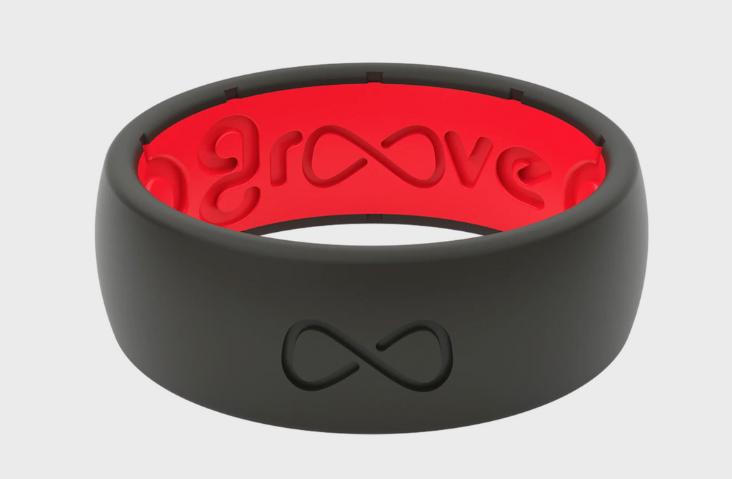 Groove Life | Men's Silicone Breathable Ring | Black | Red
