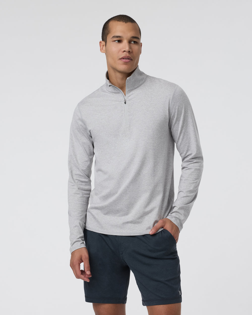 Vuori | Ponto 1/2 Zip Mock Neck | Light Heather Grey