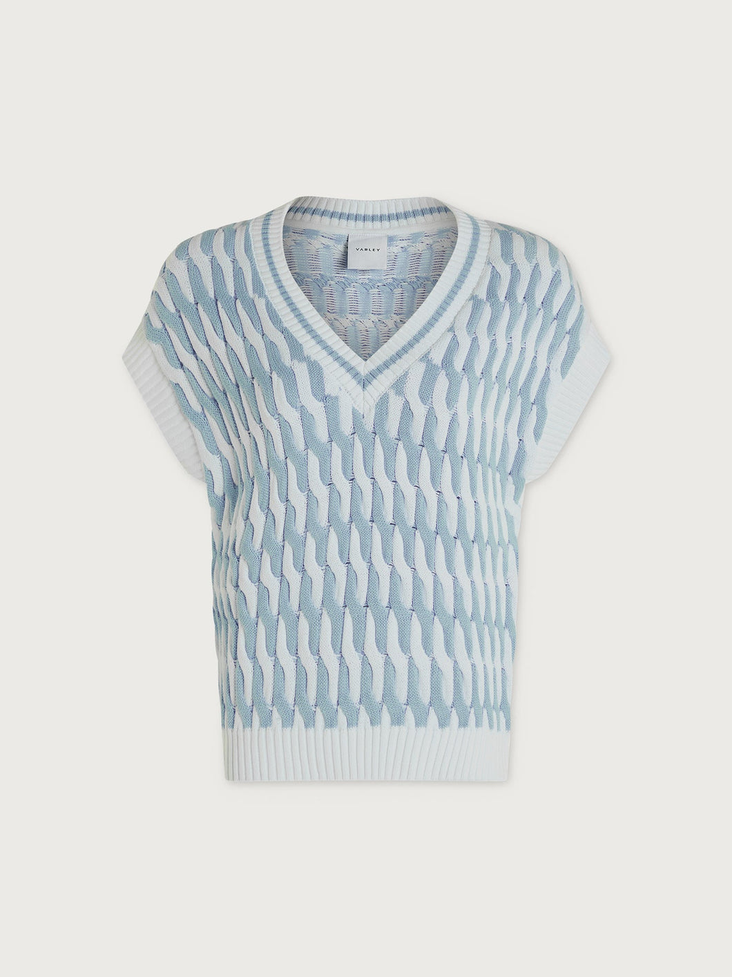 Varley | Alfie Cable Vest | White/Blue