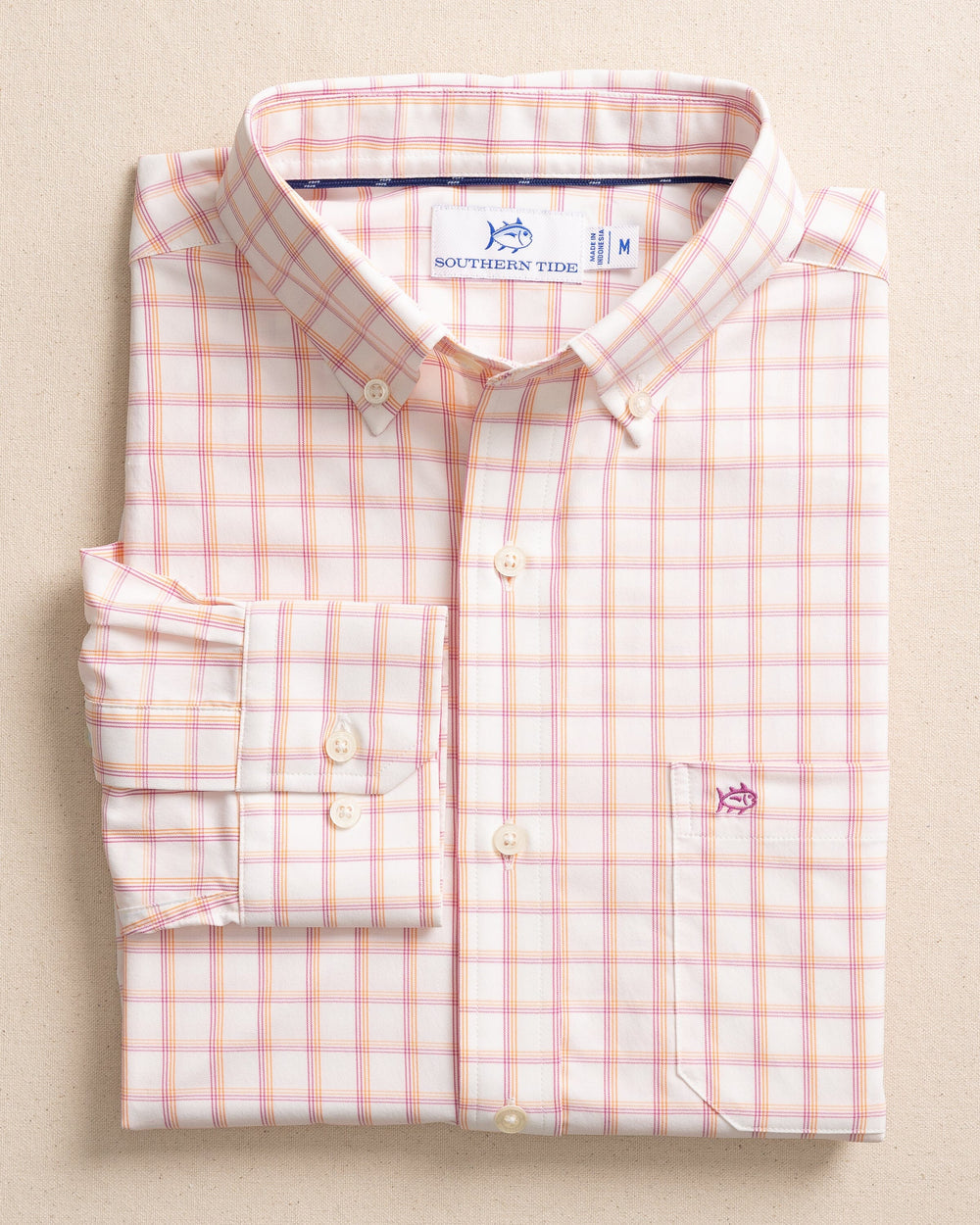 Southern Tide | Habersham Plaid Long Sleeve | Cantaloupe