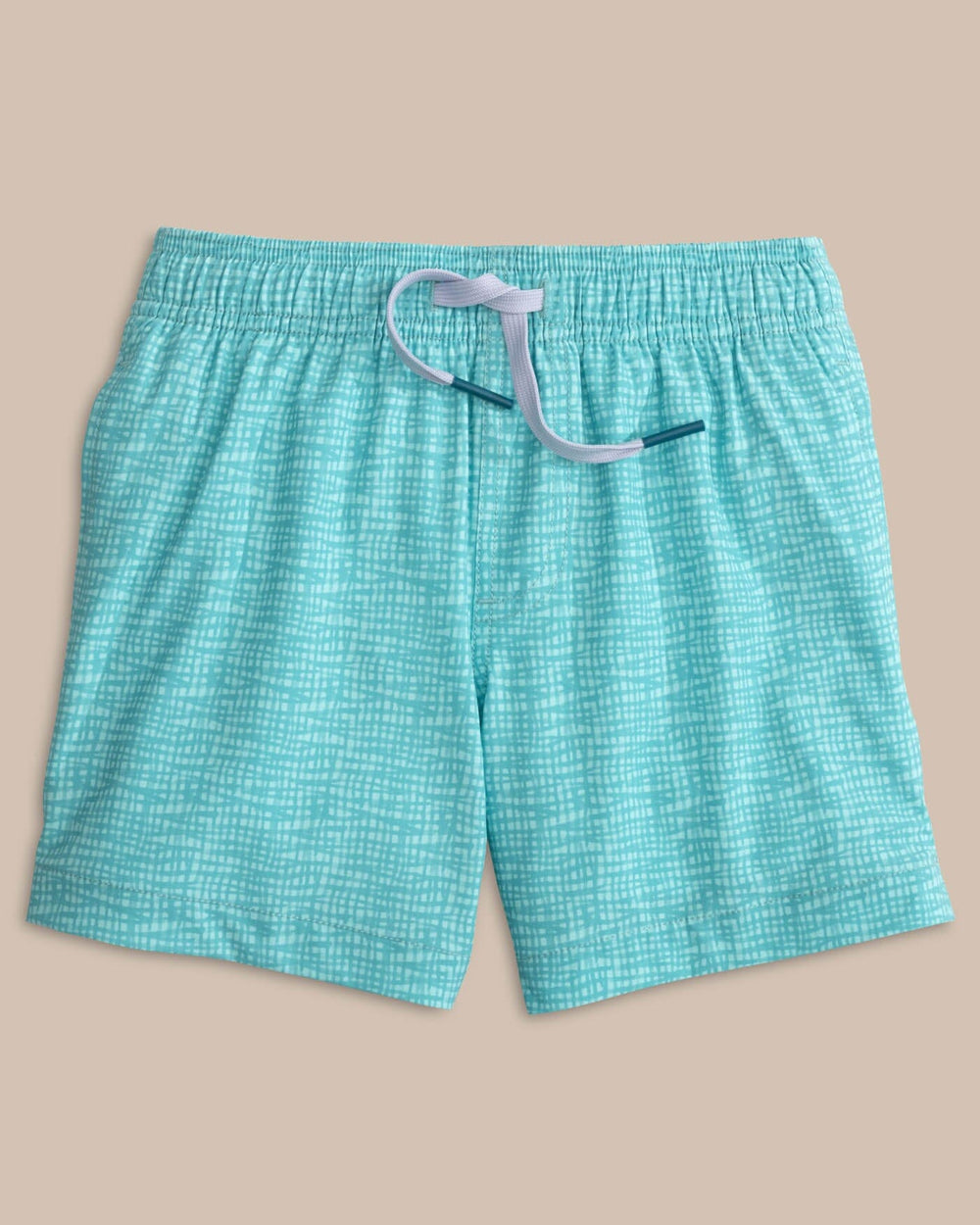 Southern Tide-Kids Painted Check Swim Trunk-Wake Blue