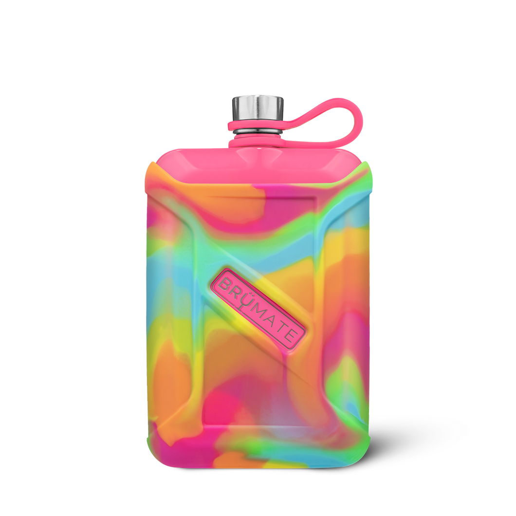 BruMate-Liquor Canteen 8oz-Tie Dye Swirl Neon Pink