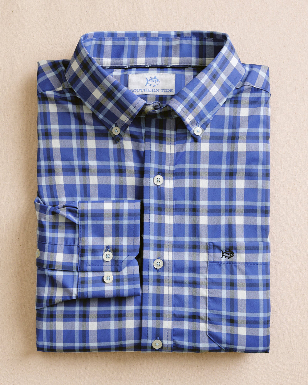 Southern Tide | Brrr River Ridge Plaid Sportshirt | Surf Blue