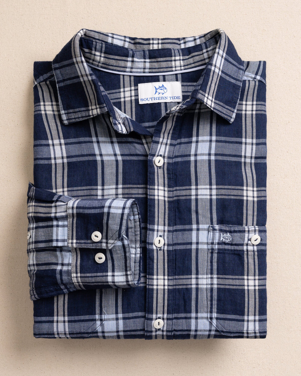 Southern Tide | Somerset Plaid Sportshirt | Heather Dress Blue