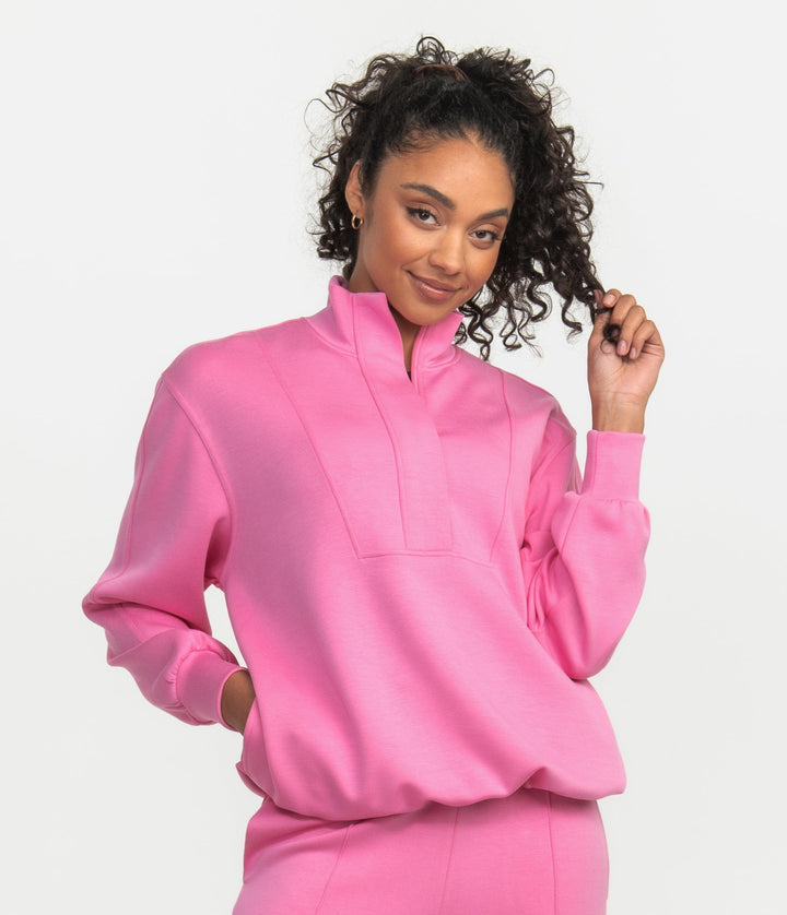 Southern Shirt-Women's Around the Block 1/4 Zip-Candy Crush Pink