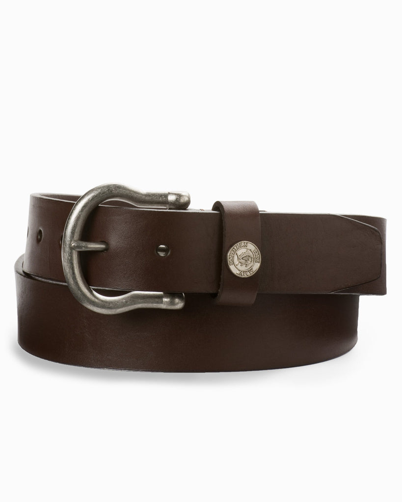 Southern Tide-Leather Shackle Belt-Dark Brown